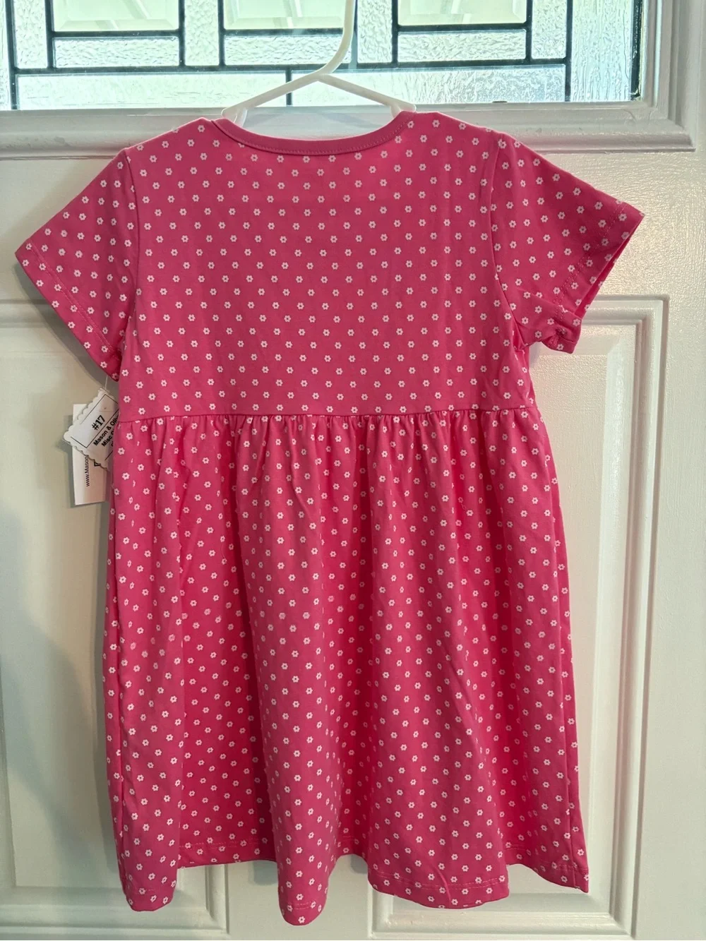 Girls' Pink Polka Dot Dress with Giraffe Applique